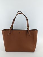 Tory Burch Emerson Canvas Leather Tote Caramel Brown Large Bag