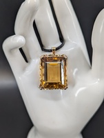 14kt Yellow Gold 51.89CTW Emerald Cut Yellow Topaz Pendant