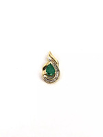 10K Yellow Gold 0.80dwt Emerald & Diamonds Teardrop Pendant