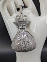 10kt White Gold BIG MONEY Diamond Pendant 3CTW 15.00dwt