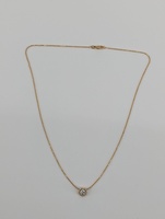 14kt yellow gold, 3.62 grams,  41pts Si3-I1 Ef Diamond necklace 