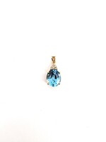 14K Yellow Gold 1.90dwt Blue Topaz & Diamonds Pendant 6pts