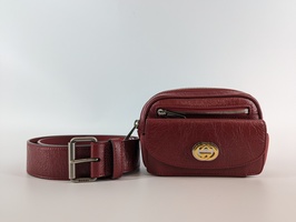 Authentic Gucci Fluffy Calfskin Mini Red Morpheus Belt Bag
