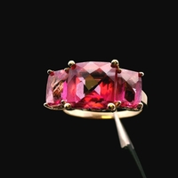 14K Yellow Gold Synthetic Pink Gemstone Heart Ring Size 6.75 4.12g (2.65dwt)