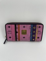 Authentic MCM Visetos Striped Zip Around Wallet