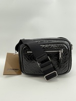 Burberry Calfskin Embossed Monogram Small Camera Bag Black