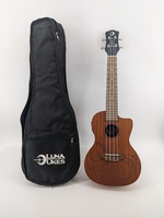 Luna Guitars UKE TEC MAH Tattoo Mahogany Acoustic Electric Ukulele w/ Bag