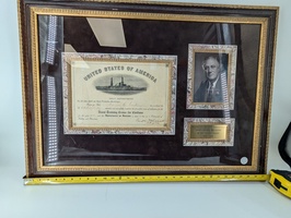 FRANKLIN D ROOSEVELT SIGNED CERT FRAMED