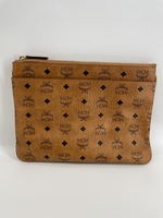 Authentic MCM Visetos Medium Crossbody Pouch Cognac