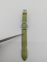DUFONTE  727033GRN Cubic Zirconium GREEN ALLIGATOR STRAP Stainless steel watch