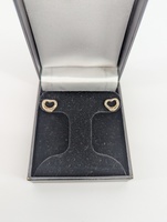 925 Silver, 2.21 grams, OPEN HEART STUD earrings 