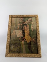 Framed Major Knapp & C.O.N.Y Girl with book & dog portrait 