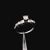 Platinum 900 Diamond Ring Round & Baguette Cut Size 5 2.70dwt (4.2g)