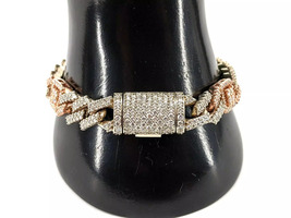 10KT Rose & White Gold 58.22g Diamond Cuban Link Bracelet, 7cttw Approx., 8"