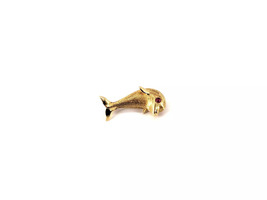 14K Yellow Gold 4.49 Grams Ruby Dolphin Brooch Pin