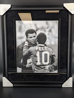Pele and Ali Hugging Signed by Pele COA Framed Photo