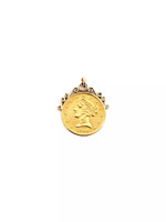 1904 $5 Gold Coin in 14K Yellow Gold Bezel Pendant 9.23 Grams