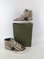 GUCCI EBONY HIGH TOP SNEAKERS BROWN SIZE 9
