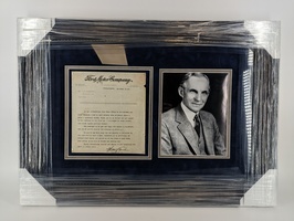 Henry Ford Printed and Signed Letter with COA Framed