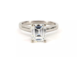 Platinum 6.81g Emerald Cut Engagement Ring Size 7.5, 2.51ct, VVS2, F Color, GIA