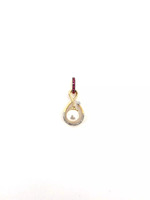 14KT Yellow Gold 2.30 Grams Diamonds, Pearl, & Rubies Pendant