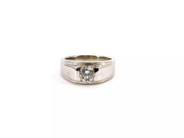 14KT White Gold 7.85 Grams Men's Diamond Ring Size 8.75, 98pts, I1 G/H Color