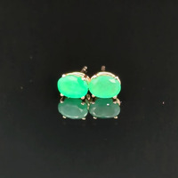 14KT Yellow Gold Emerald Stud Earrings .70dwt