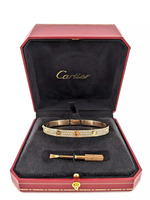 Authentic Cartier Love Bracelet 18KT Yellow Gold Diamond Bangle Bracelet Size 21