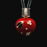 18KT Yellow Gold Aaron Basha Puff Ladybug Pendant with Diamonds – 7.34g