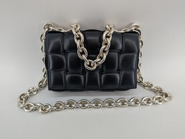 Bottega Veneta Chain Cassette Padded Black Leather Shoulder Bag
