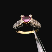 14K Yellow Gold Pink Topaz Diamond Ring Size 10 3.7dwt (5.8g) 0.16ct