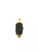 18KT Yellow Gold 15.82 Grams Lab Created Emerald & Large Stone Pendant