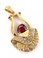 18KT Yellow Gold 7.41 Grams Ruby Stone & Diamonds 37pts Pendant