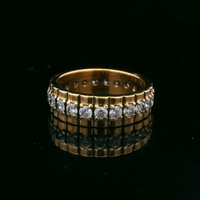  Gold-Plated Sterling Silver 925 Round Cubic Zirconia Ring – Size 7 – 5.53g
