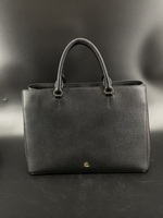 Authentic Ralph Lauren Crosshatch Leather Large Hanna Satchel