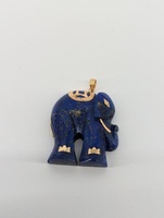 14kt yellow gold, 9.77 grams, Blue Lapis Elephant Pendant 