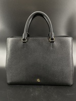 Ralph Lauren Crosshatch Leather Large Hanna Satchel