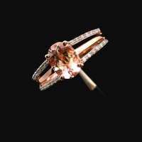 10K Rose Gold Morganite Diamond Ring Size 7 2.77g (1.8dwt) 0.10ct