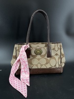 Authentic Coach Madeline Brown & Beige Signature C Satchel