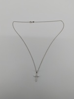 14kt white gold, 3.40 grams, .38PTS Diamond Cross pendant Necklace