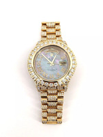 Authentic Rolex 218238 Day Date 18KT Gold MOP Dial Wristwatch, 20cttw Diamonds