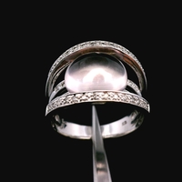 10K White Gold Pink Stone Ring Size 6.5 Substantial 4.20dwt (6.5g)