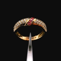 18K Yellow Gold Pink Tourmaline Diamond Ring Size 6.75 3.5dwt (5.4g) 0.30ct