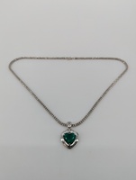 10kt/14kt white gold, 33.63 grams, 40PTS Diamond And 7CT Emerald Heart Necklace 
