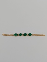 18KT Yellow Gold Jade Bracelet – Approx 7" - 16.09g
