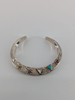 VINTAGE  925 silver, 14k gold, 32.03 grams, Carolyn Pollack NAVAJO BANGLE 