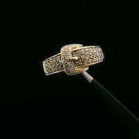 14kt Yellow Gold 0.18ct Diamond Belt Buckle Ring – Size 6.75 – 4.90g