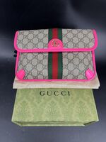 Gucci Ophidia Small Belt Bag GG Supreme Pink Beige Waist Pouch Box