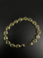  14KT Yellow Gold Peridot Bracelet – Approx 8.5" - 13.49g
