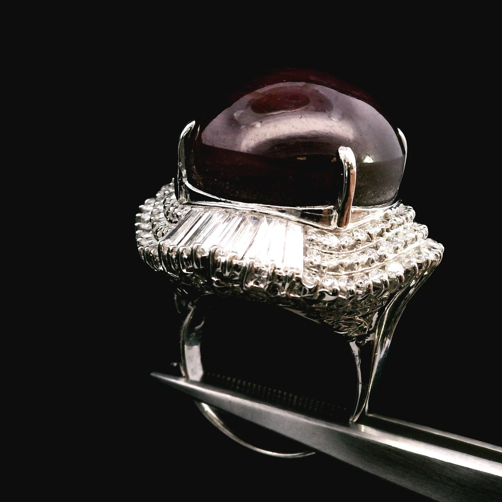 Platinum 54.3ct Star Ruby & 2ct Diamond Ring – Size 5.75 – GIA Certified